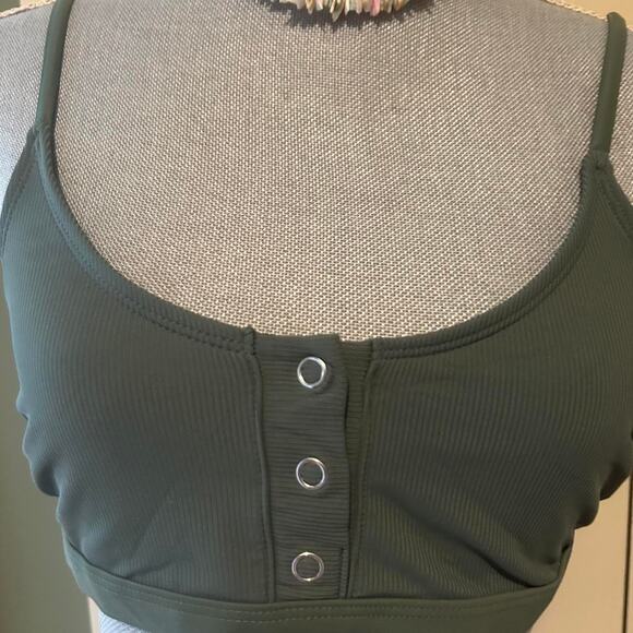 Green button up bathing suit top - Picture 2 of 5